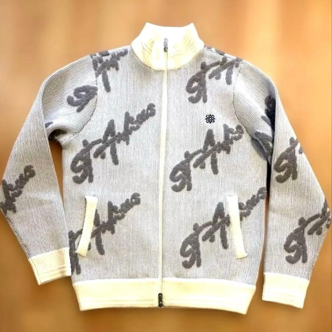 ◼️St ANDREWS ◼️ロゴニットブルゾンM 白グレー美品