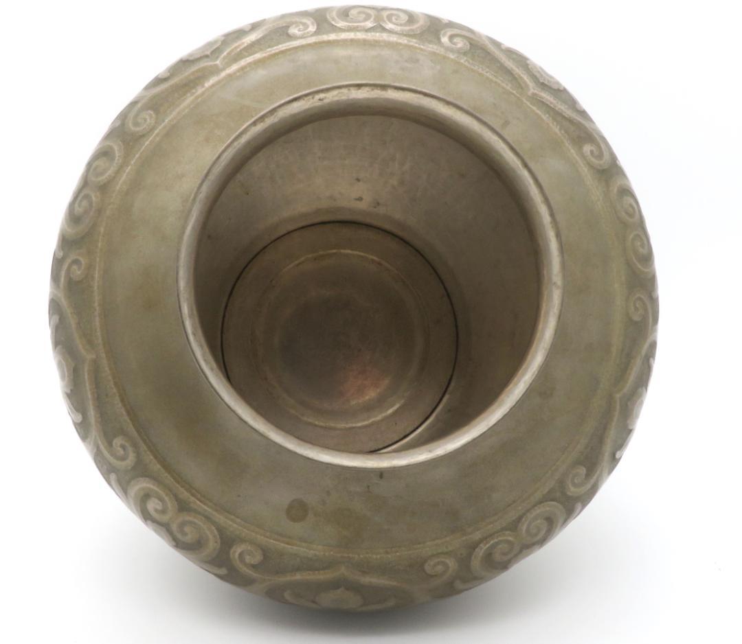 華瓶　朧銀　銀25％　骨董品　重さ約 696g 銀瓶　銀仕上　銀製