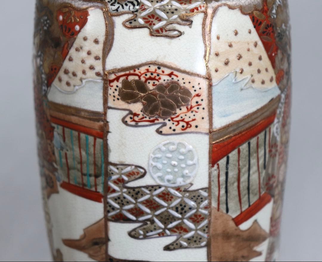 明治期　本薩摩　人物紋瓶1対　極上金彩　アンティーク　送料込み250708