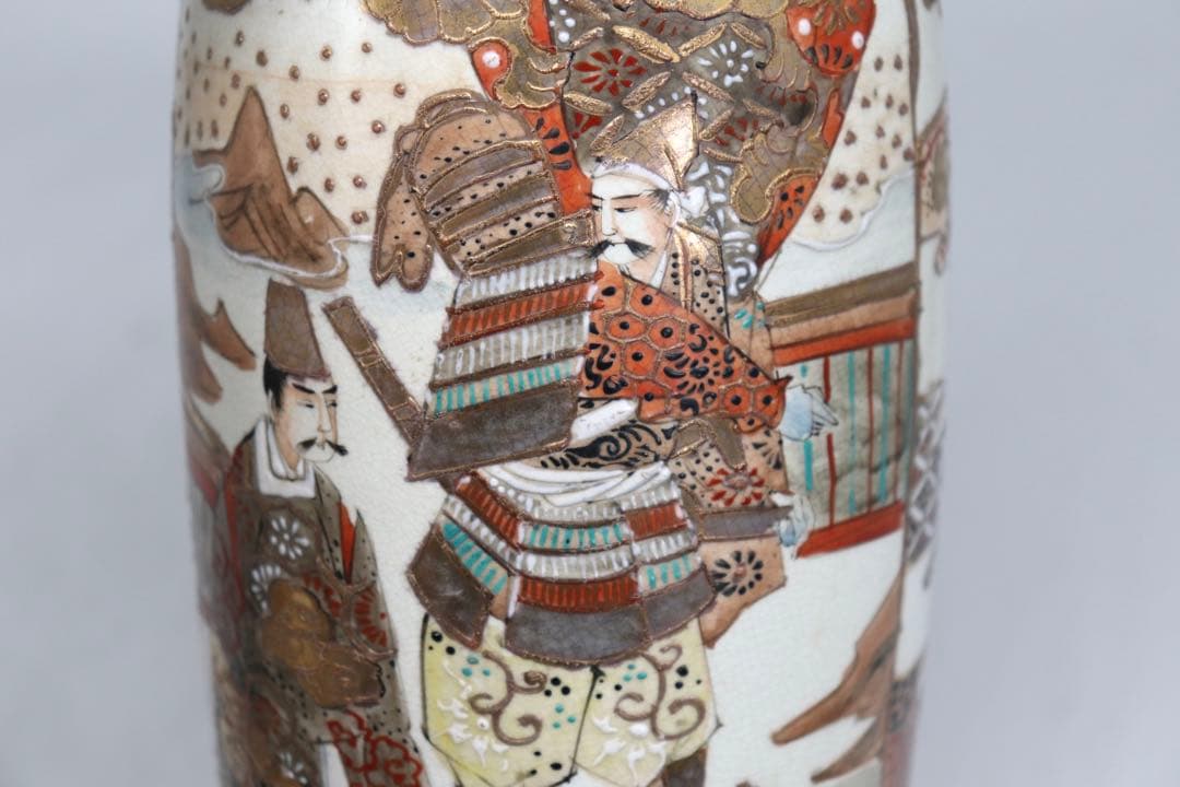 明治期　本薩摩　人物紋瓶1対　極上金彩　アンティーク　送料込み250708