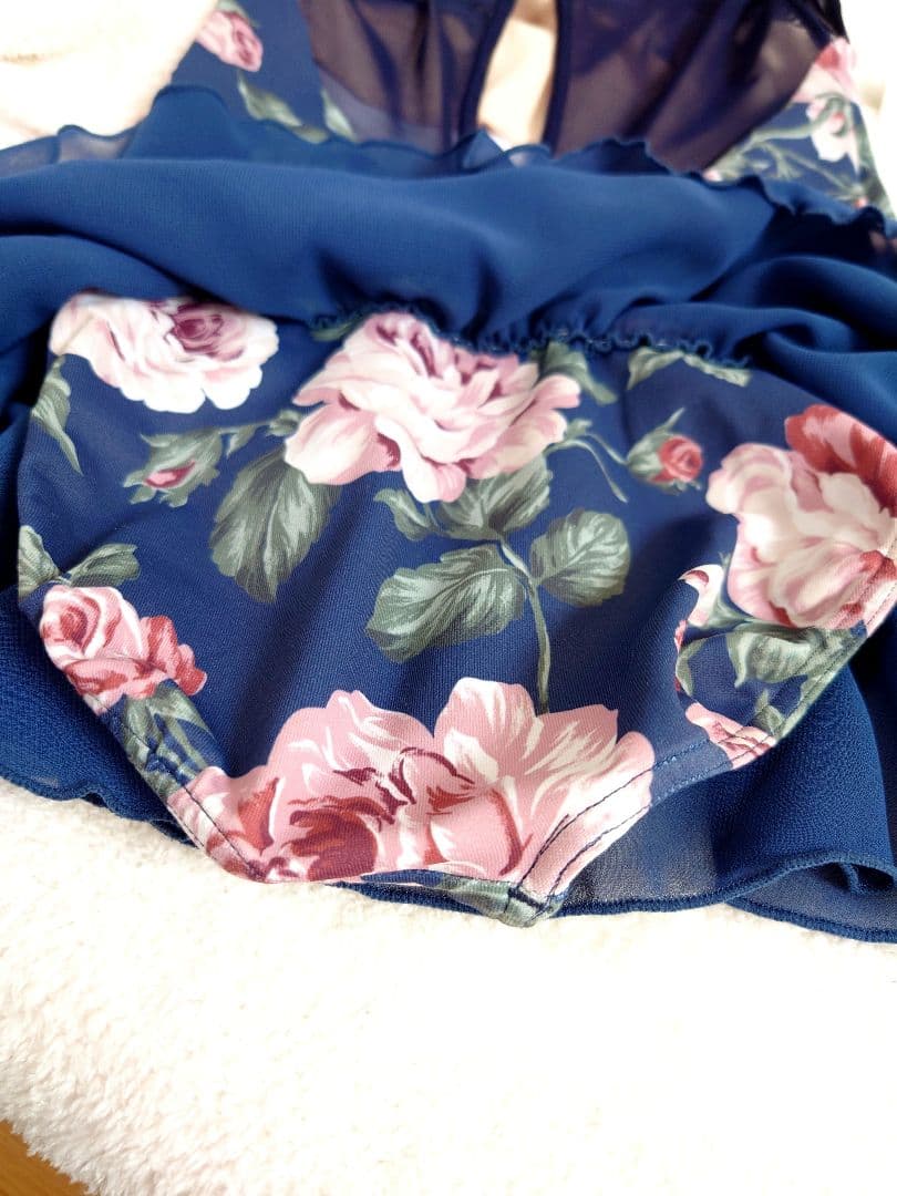 stina ネイビー花柄レオタード　kids 110〜120