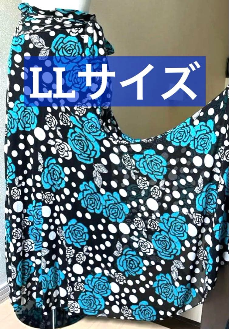 フラメンコ レッスン ファルダ　ウエスト総ゴム　大きめサイズ　リゾートドレス