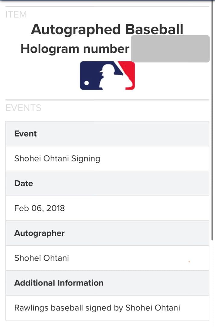 2018年MLBデビュー　大谷翔平　額縁付き直筆サインボール