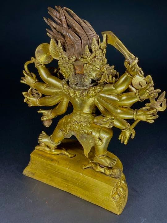 仏像 鎏金マハ一カ一ラネパール造像 密教 大逸品 高さ25.3cm 3.6kg