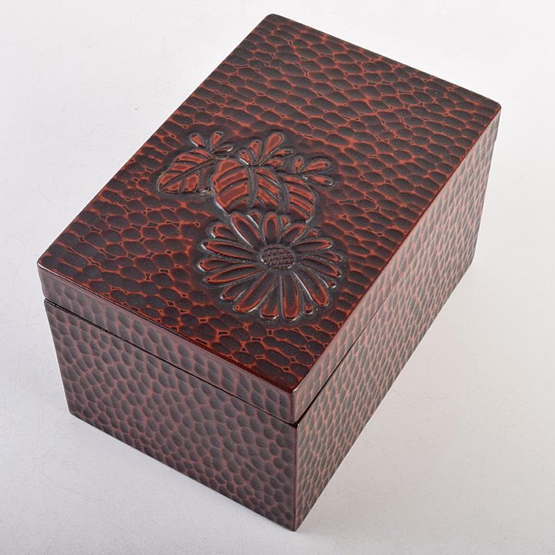 茶道具　鎌倉彫　高台寺文　利休茶箱　黒楽茶碗　振出など　七点一式　M　R8803