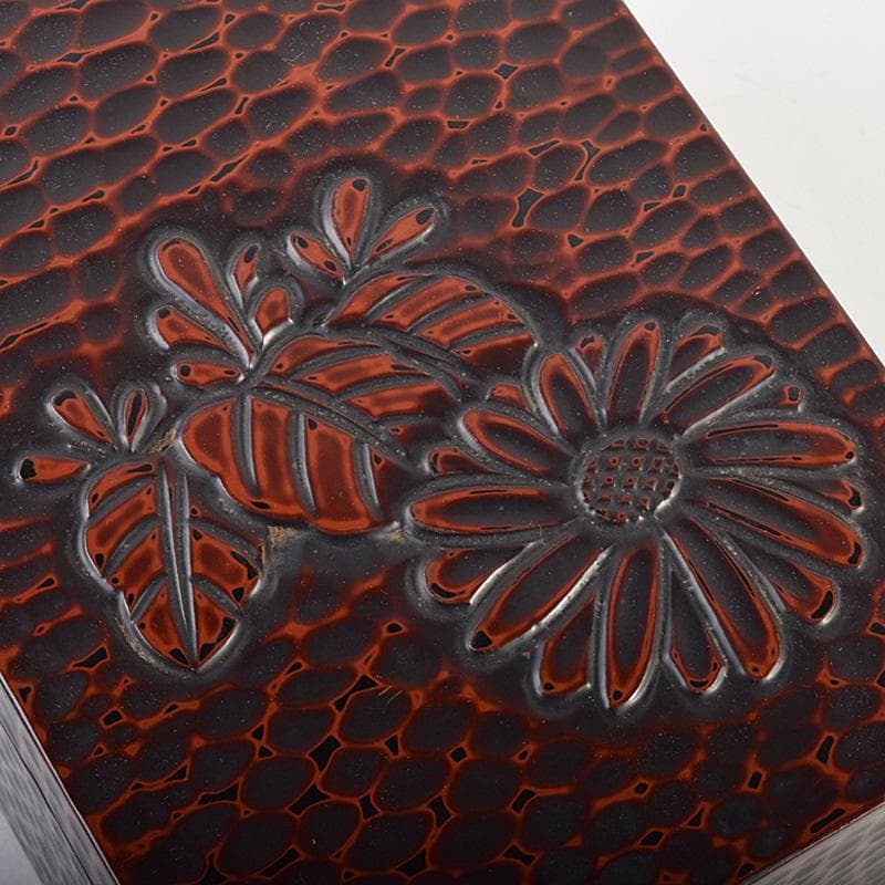 茶道具　鎌倉彫　高台寺文　利休茶箱　黒楽茶碗　振出など　七点一式　M　R8803