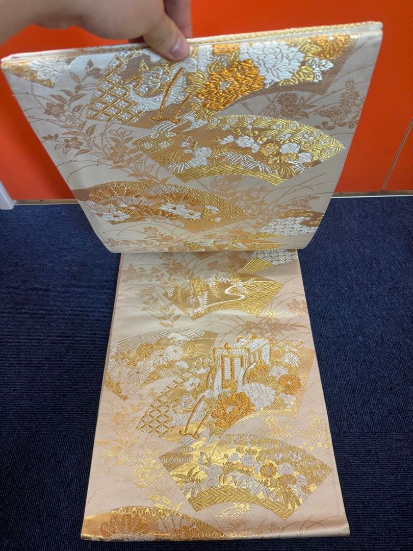 1929 袋帯 古代彫金紋  西陣織   金糸　高級上質上品　約440cm未使用