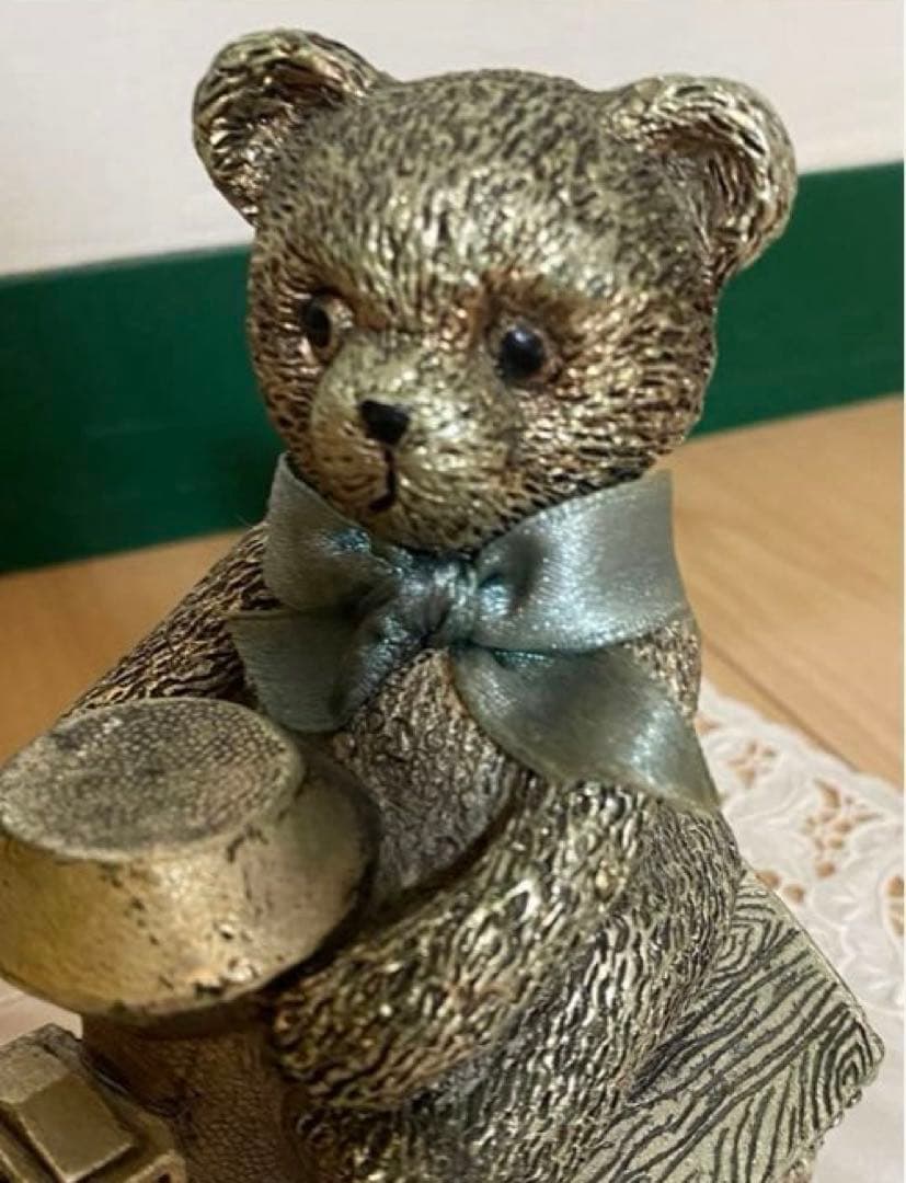 Demain(ドマン)機関車に乗ったテディベア　オールド貯金箱　イタリア製