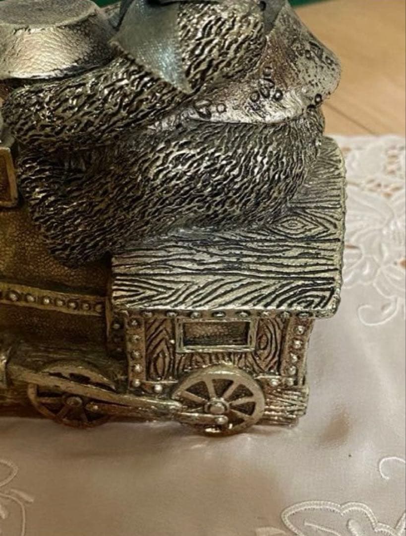 Demain(ドマン)機関車に乗ったテディベア　オールド貯金箱　イタリア製