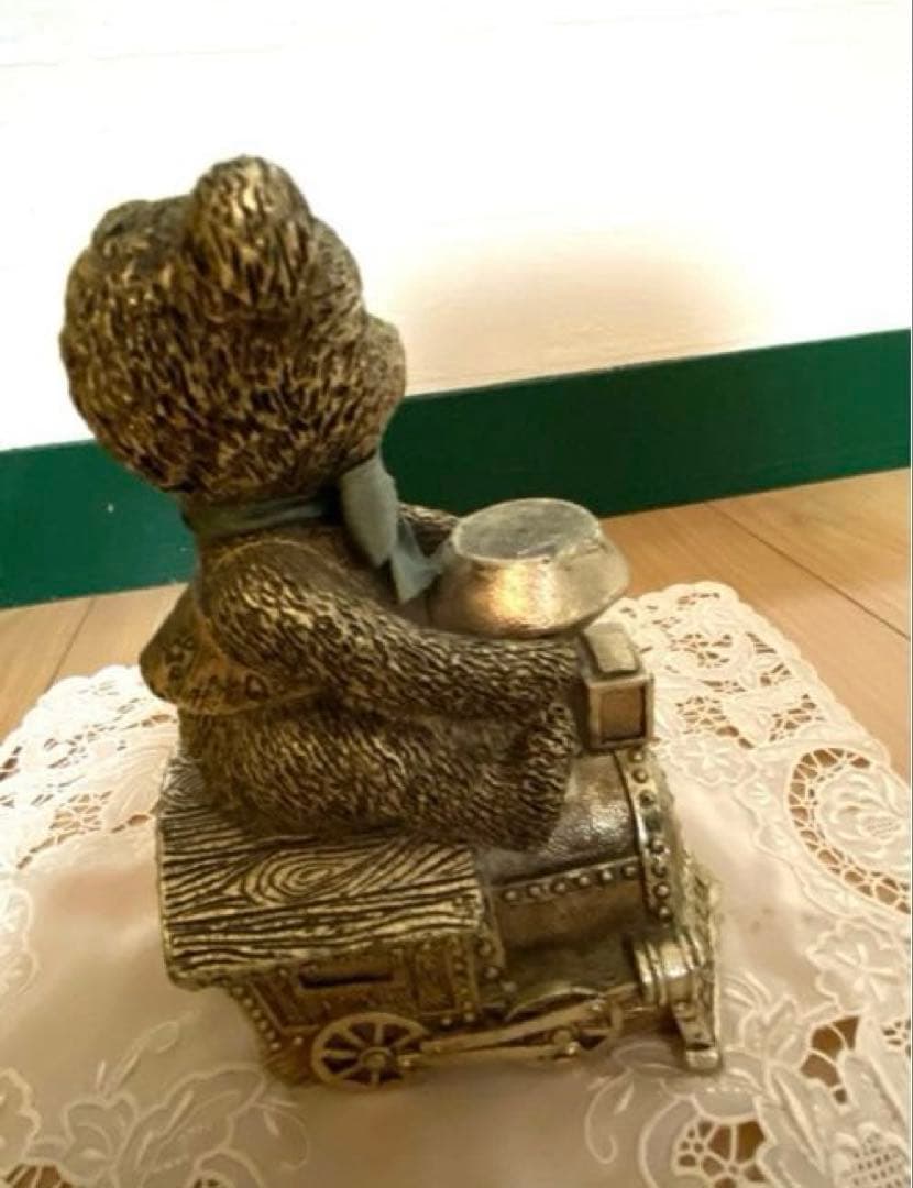 Demain(ドマン)機関車に乗ったテディベア　オールド貯金箱　イタリア製