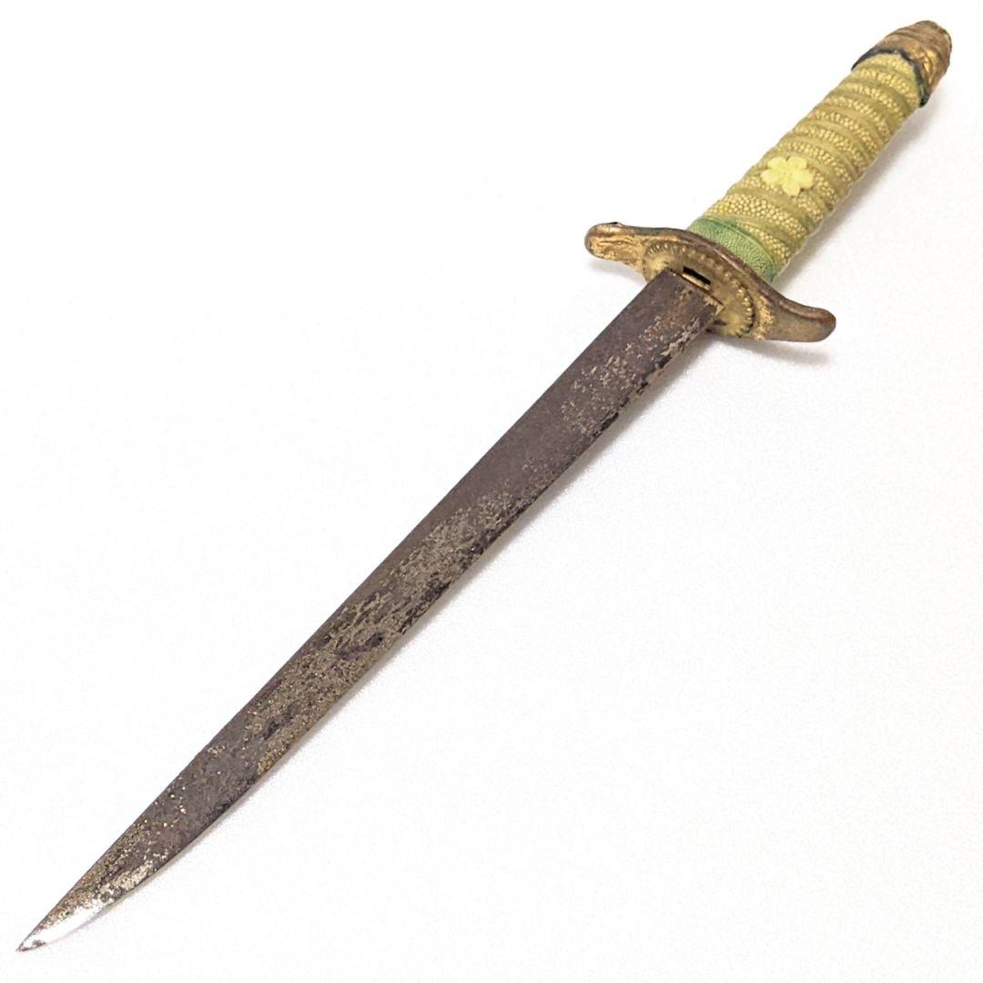 【当時物】旧帝国海軍 士官短剣 模造刀身入り 指揮刀 太幅 鮫皮鮫革鞘【２環吊】