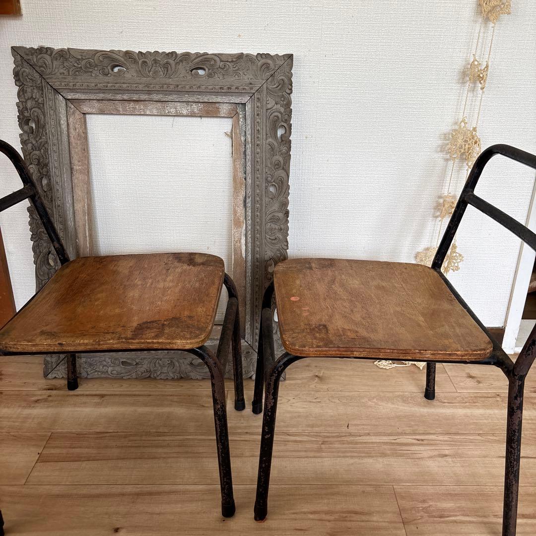 懐かしい幼稚園の椅子2脚セットアンティーク