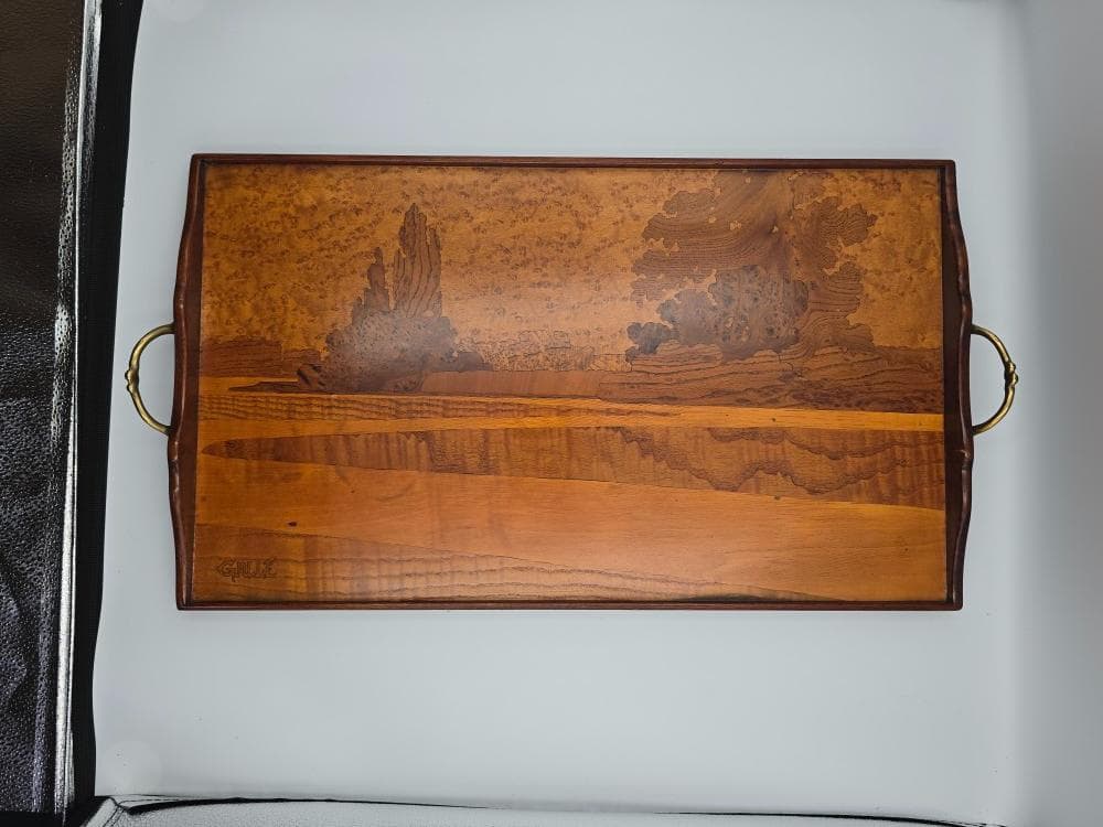 エミール・ガレ / 風景文マルケトリトレイ/