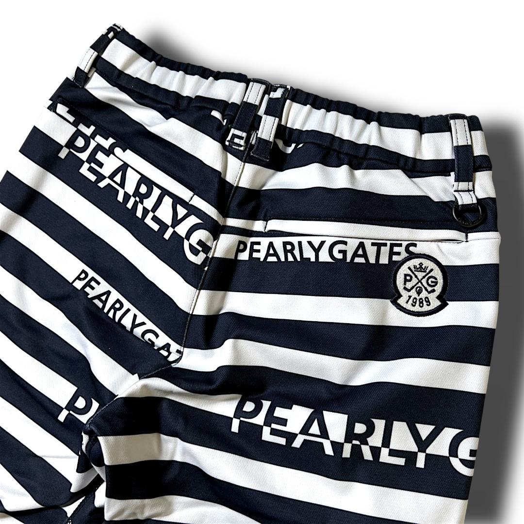 0 新品 パーリーゲイツ トリコット裏起毛 ビッグロゴボーダー ジョガーパンツ