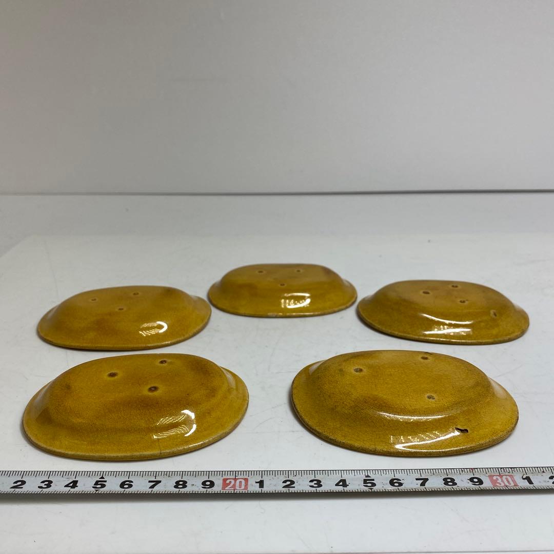 江戸後期 淡路民平焼 龍図小皿タサコサ5客共箱 幅約12cm 東R8-0213②