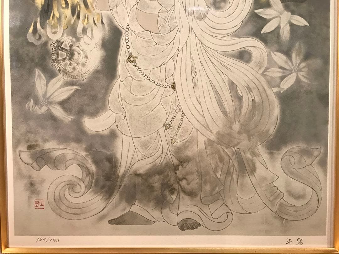 関口正男「笛-音声菩薩-」　リトグラフ　直筆サイン・エディション・作品保証書有り