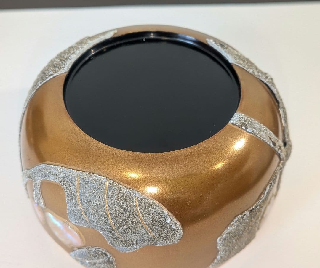 『粉溜水葵蒔絵』　新家新斉　平棗　茶道具　茶器　新斎　螺鈿　金