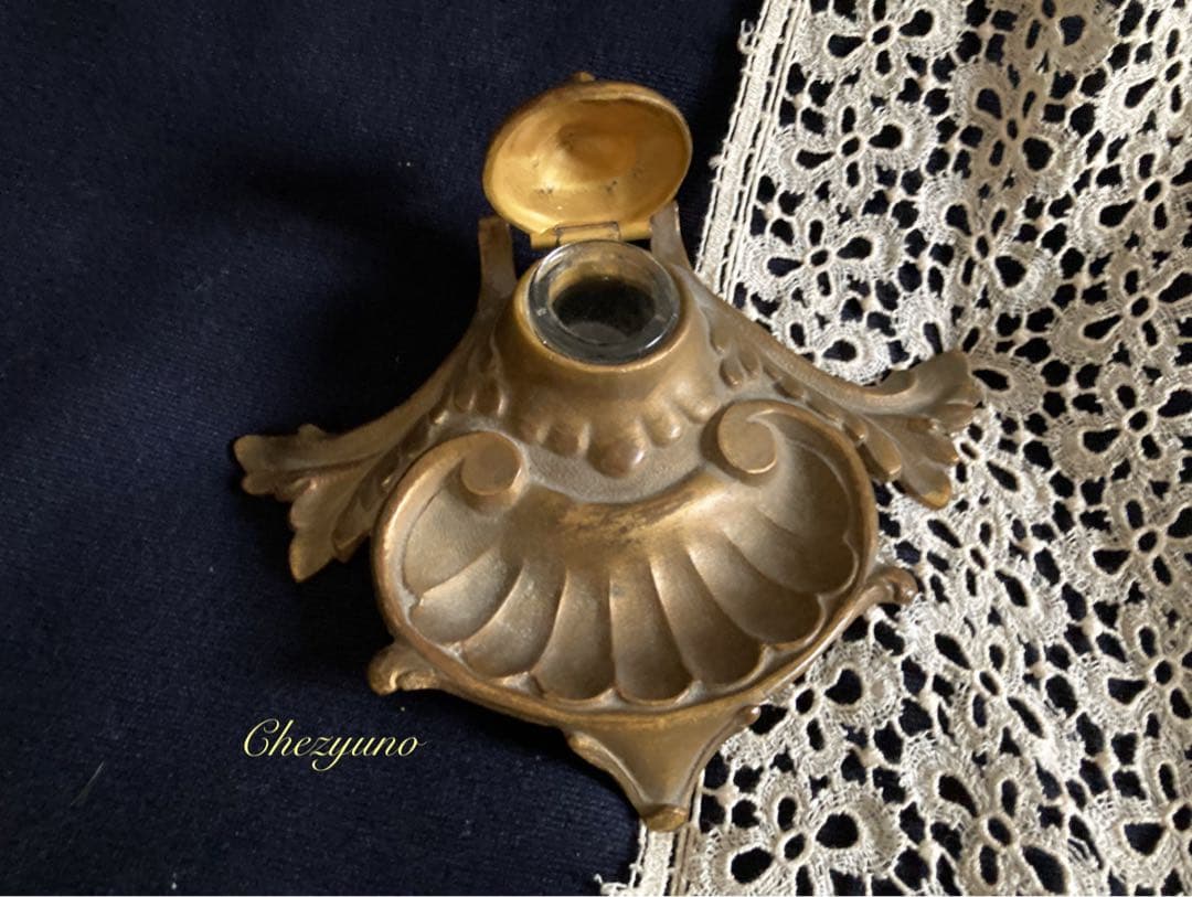 インクホルダー カリグラフィー 真鍮 ブロンズ フランスアンティーク