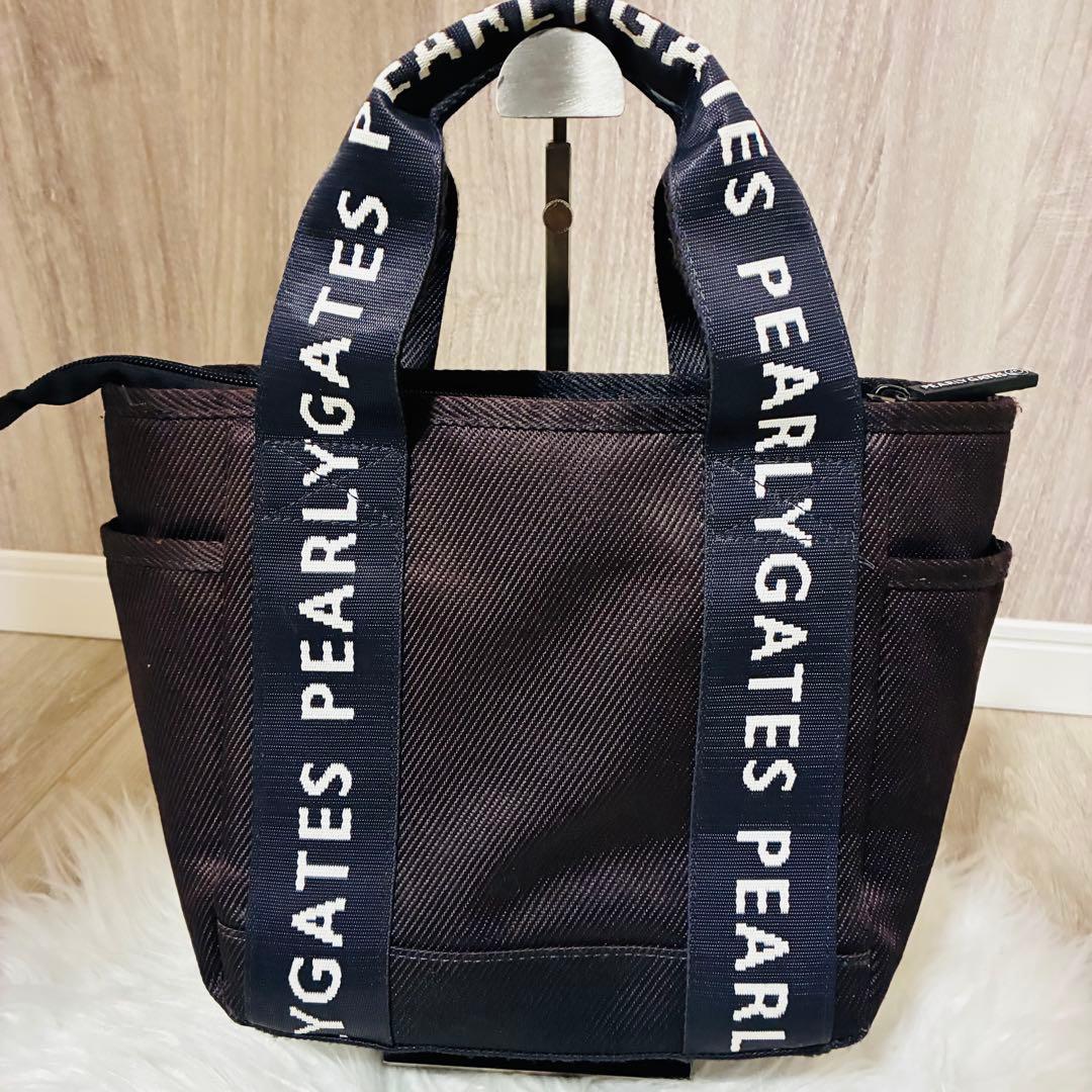 パーリーゲイツ　カートバッグ　ロゴ総柄　PG ニコちゃん　ネイビー