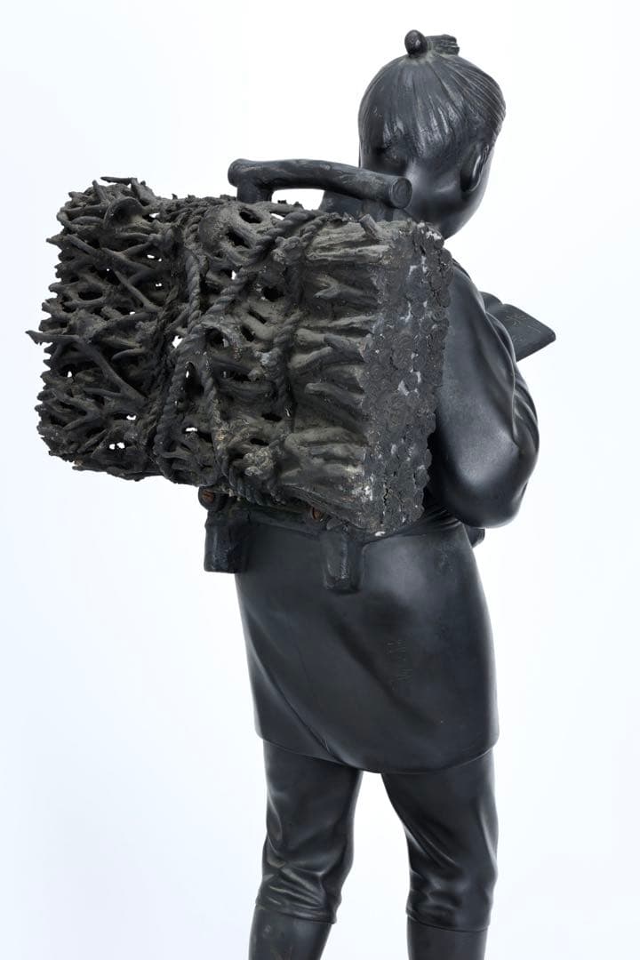 r*3様 二宮金次郎像 青銅製ブロンズ像 特大80cm 陽峰作 時代物 古美術