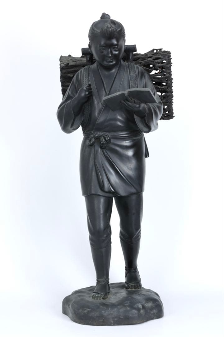 r*3様 二宮金次郎像 青銅製ブロンズ像 特大80cm 陽峰作 時代物 古美術