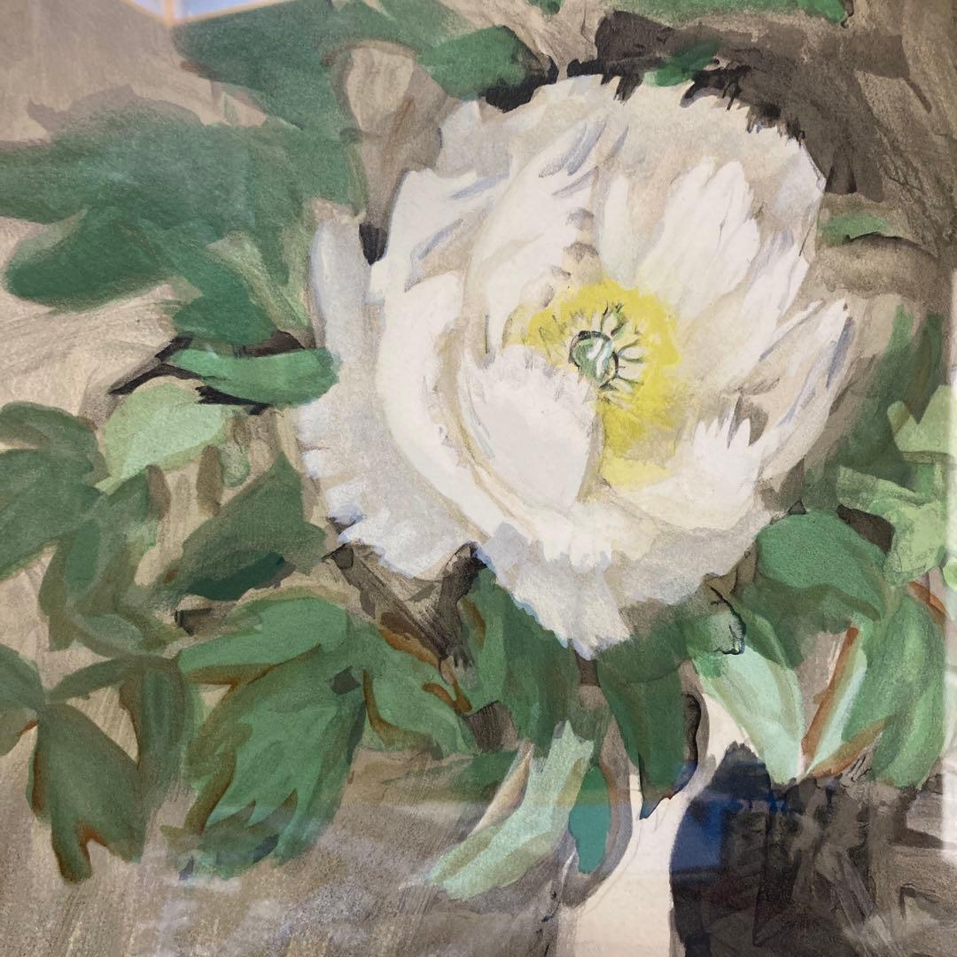 杉本 健吉白牡丹　花瓶に生けた花 リトグラフ 160/57