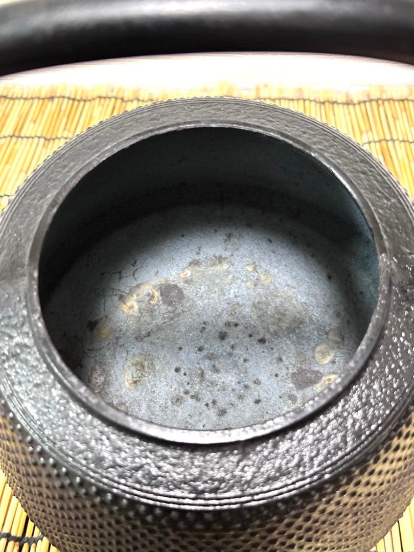 長期保管品　工房和秋金野 和秋作　１５型九重アラレ　南部鉄瓶　南部鉄器