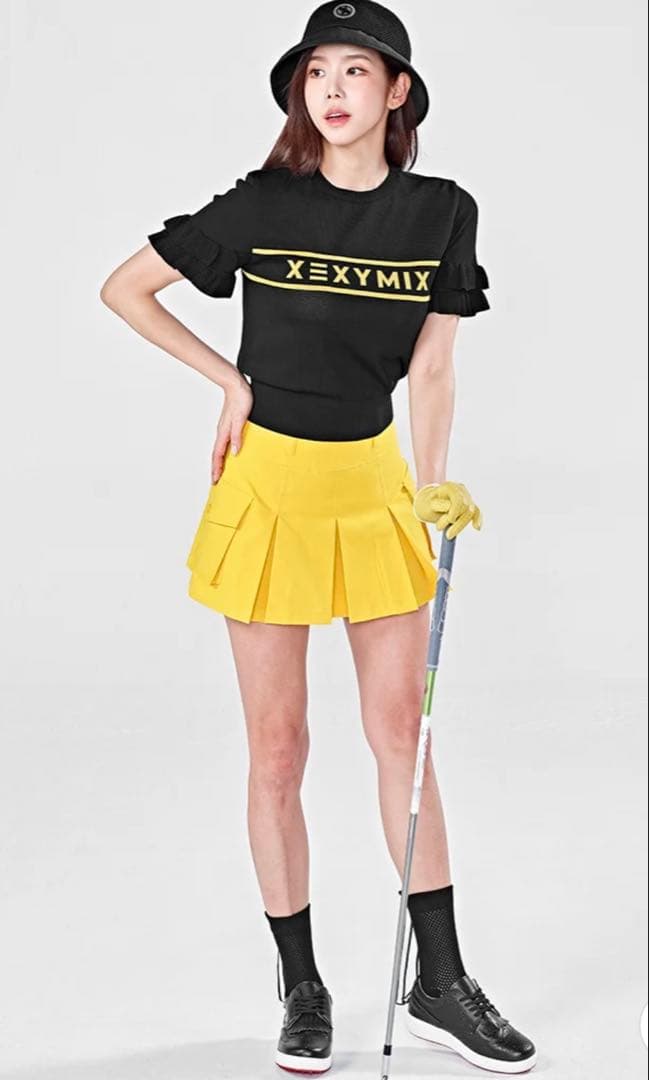 XEXYMIX ハイウエスト カーゴ風 プリーツスカート インナー付　ゴルフ