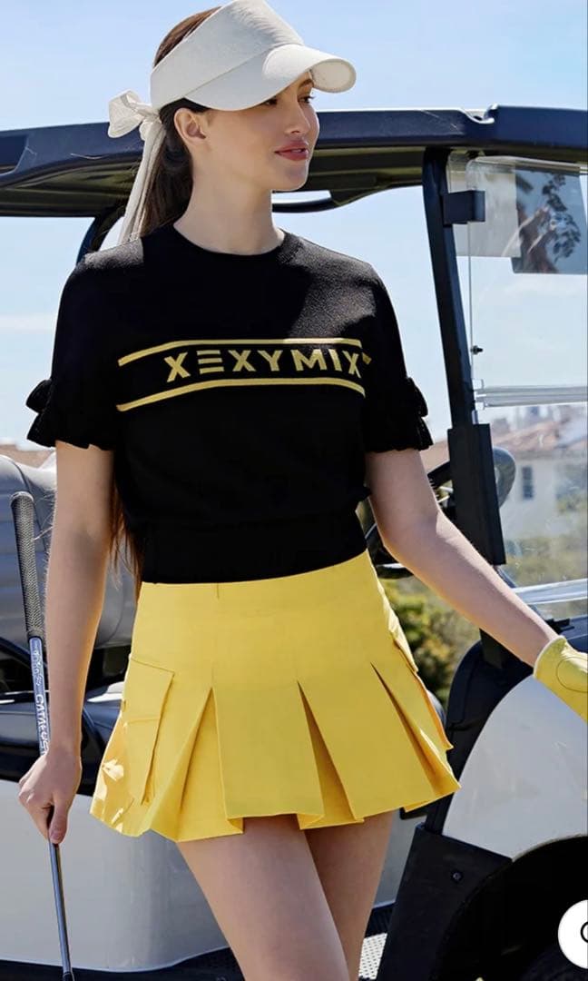 XEXYMIX ハイウエスト カーゴ風 プリーツスカート インナー付　ゴルフ