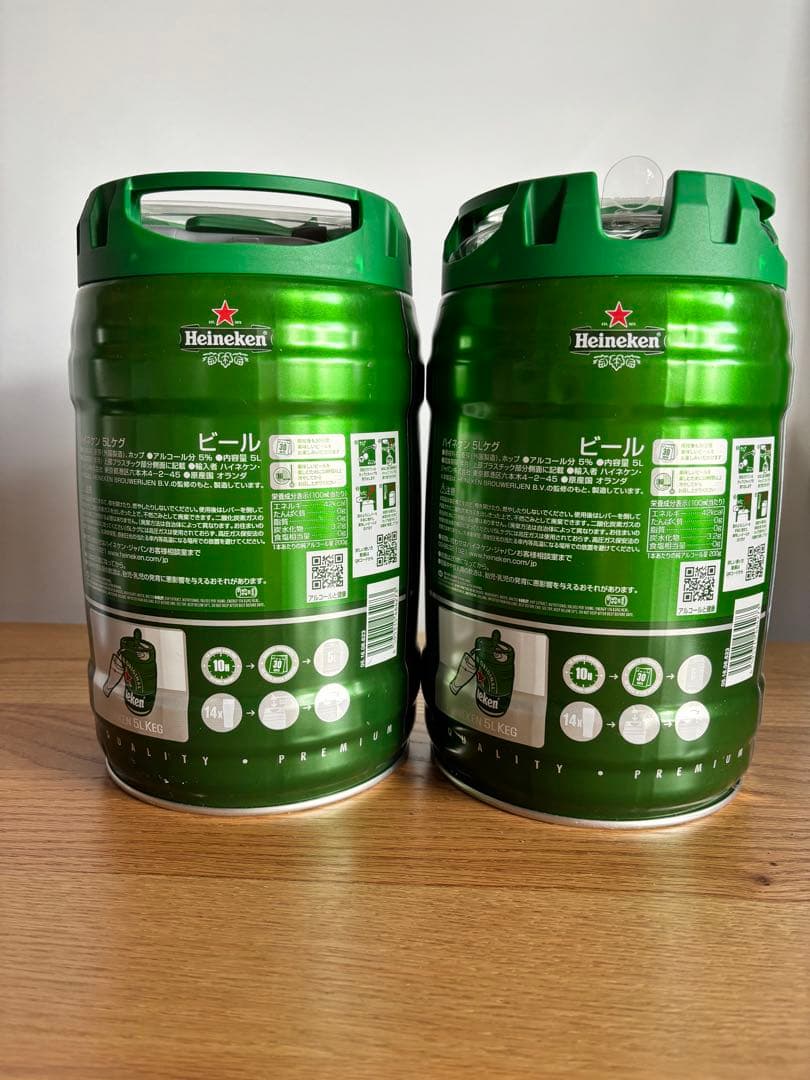 オランダ直輸入 ハイネケン樽生ビール 5リットル×2セット（新品・未開封）