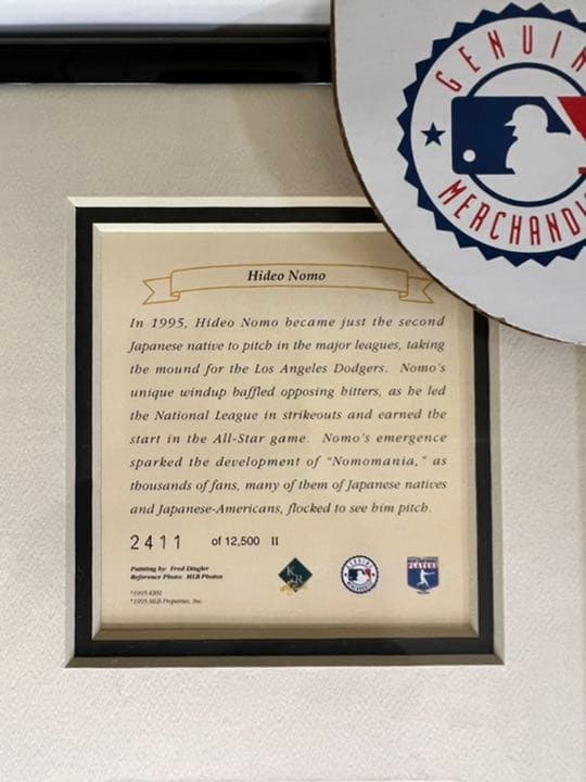 ロサンゼルス　ドジャース・野茂英雄・パネル・額装