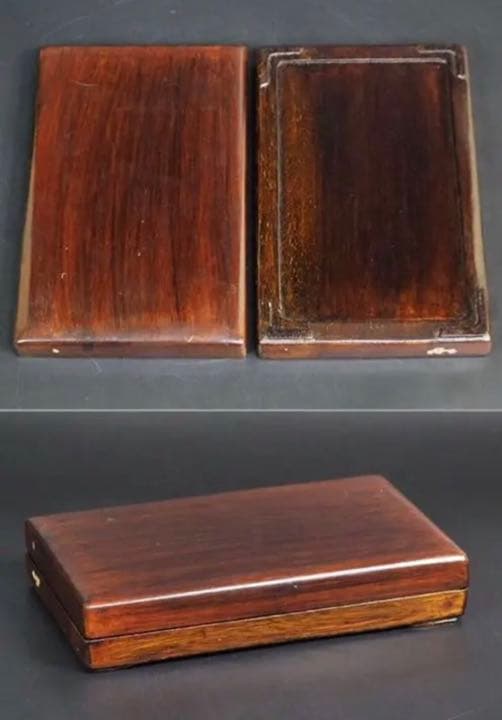 送料無料　極上雷文四角形端渓硯　書道具