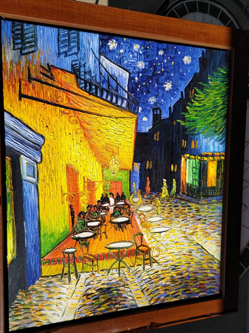 小*野様 印象派 カフェ風景画　ゴッホ　夜のカフェテラス　レプリカ 70cm ×