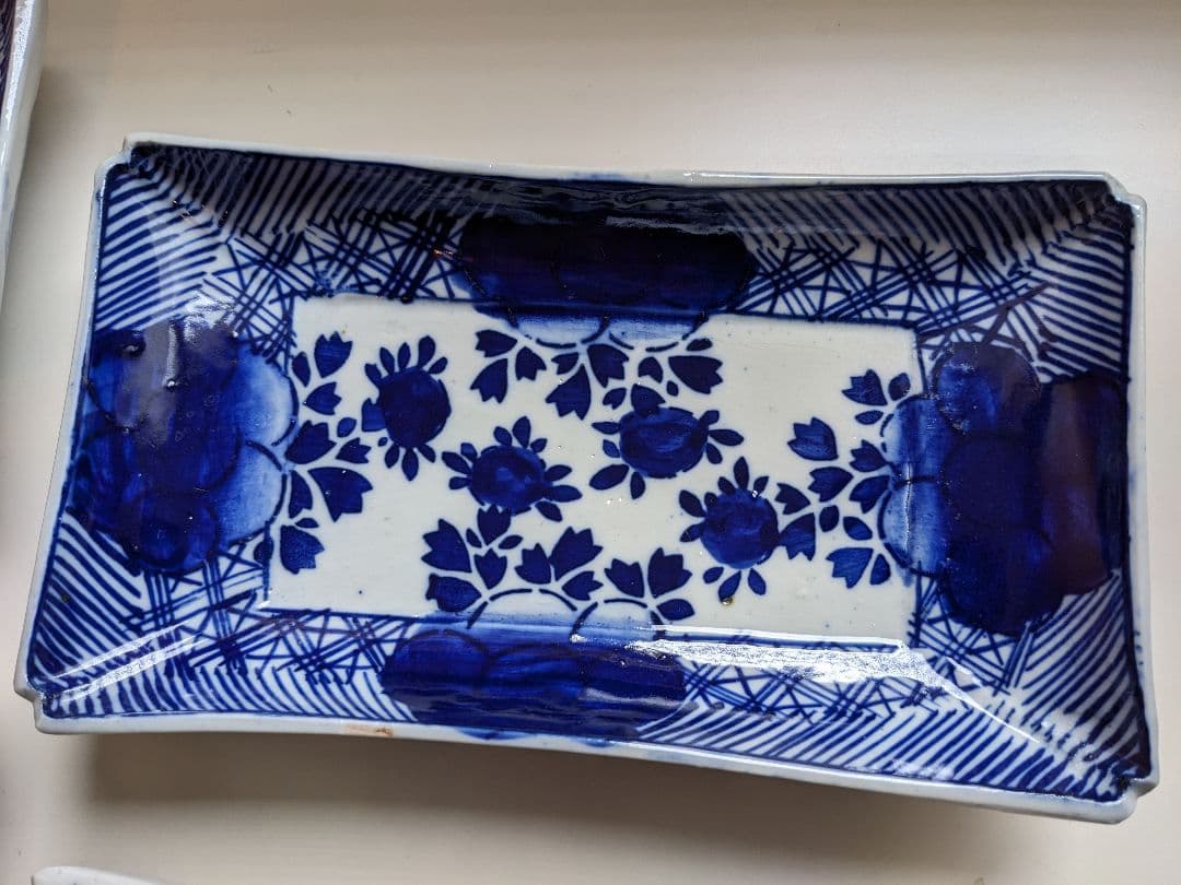 古伊万里　べろ藍　長角皿　5枚