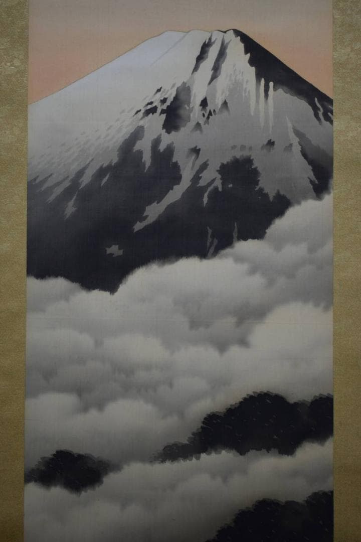 模写/英二/富士山/桐共箱付/布袋屋掛軸HE-260