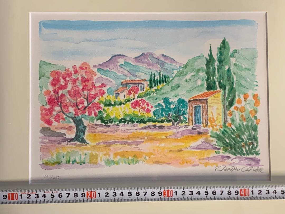 風景画 作家 オリバー 作品名 糸杉のある242/250 額サイズ55x43c