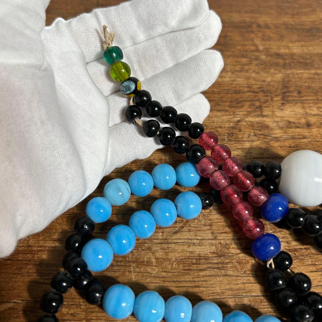 骨董品 アイヌ タマサイ 首飾り シトキ アイヌ玉 蜻蛉玉 ネックレス 歴史資料