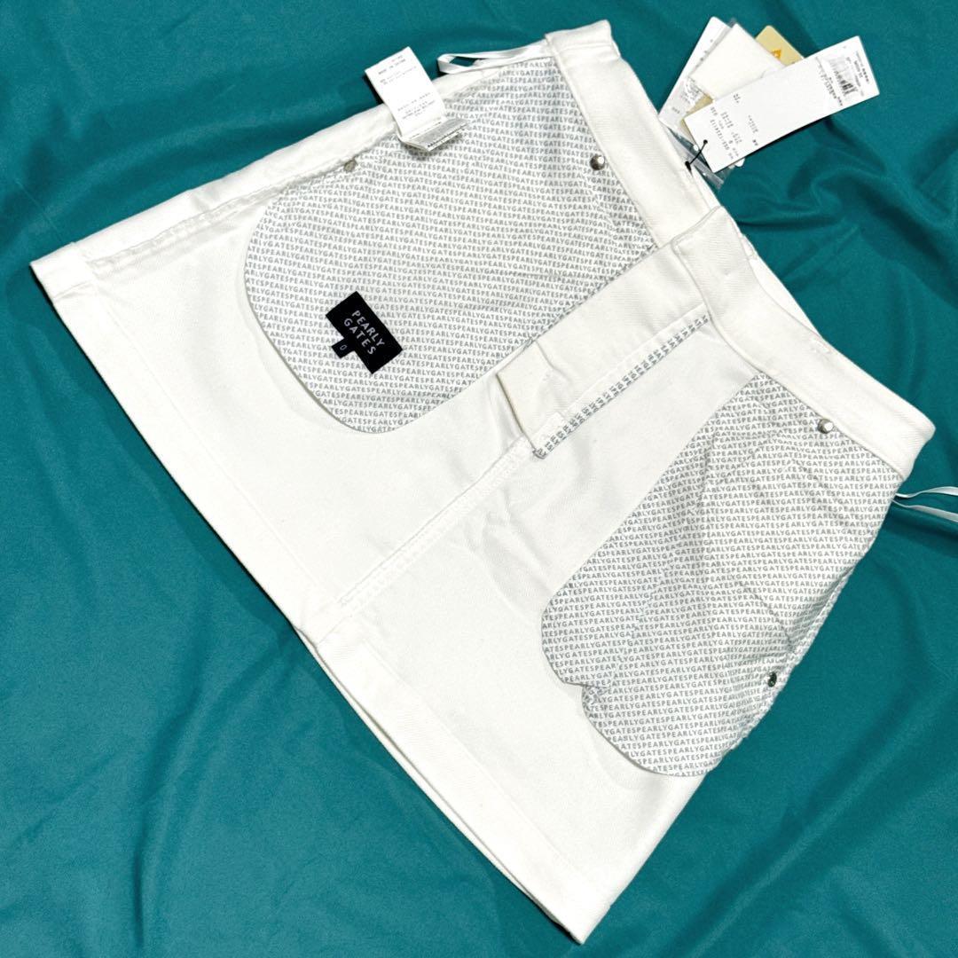 新品タグ付 パーリーゲイツ ゴルフスカート 白 刺繍ロゴ