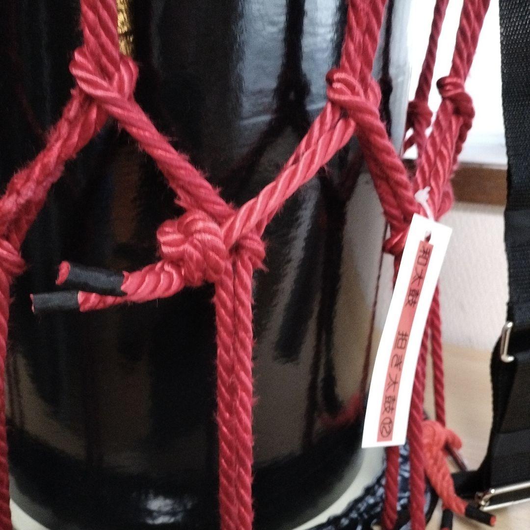 担ぎ太鼓1.2尺　締太鼓　和太鼓 　天然皮革　ストラップ付き　中古品⑫