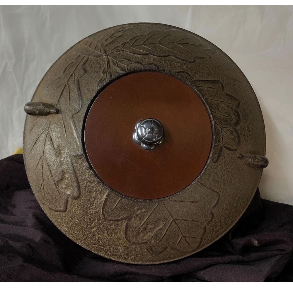 F815 木村一無 (肇次郎) 高山寺 柏釜 銀摘 共箱 茶釜 茶道具