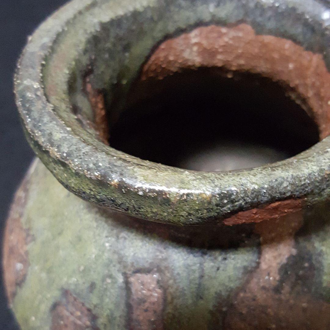 【古常滑】三筋壺　降物　趣ある窯くっつき　古物　お経の入れ物　三本の筋が特徴！！