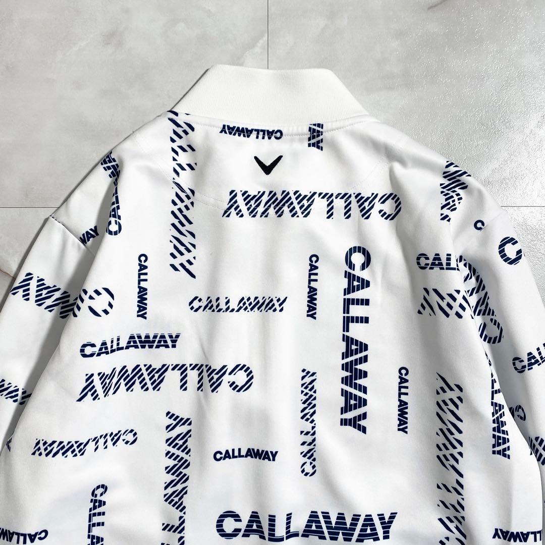 A18664 美品 キャロウェイ 総ロゴジップアップジャケット 白M メンズ