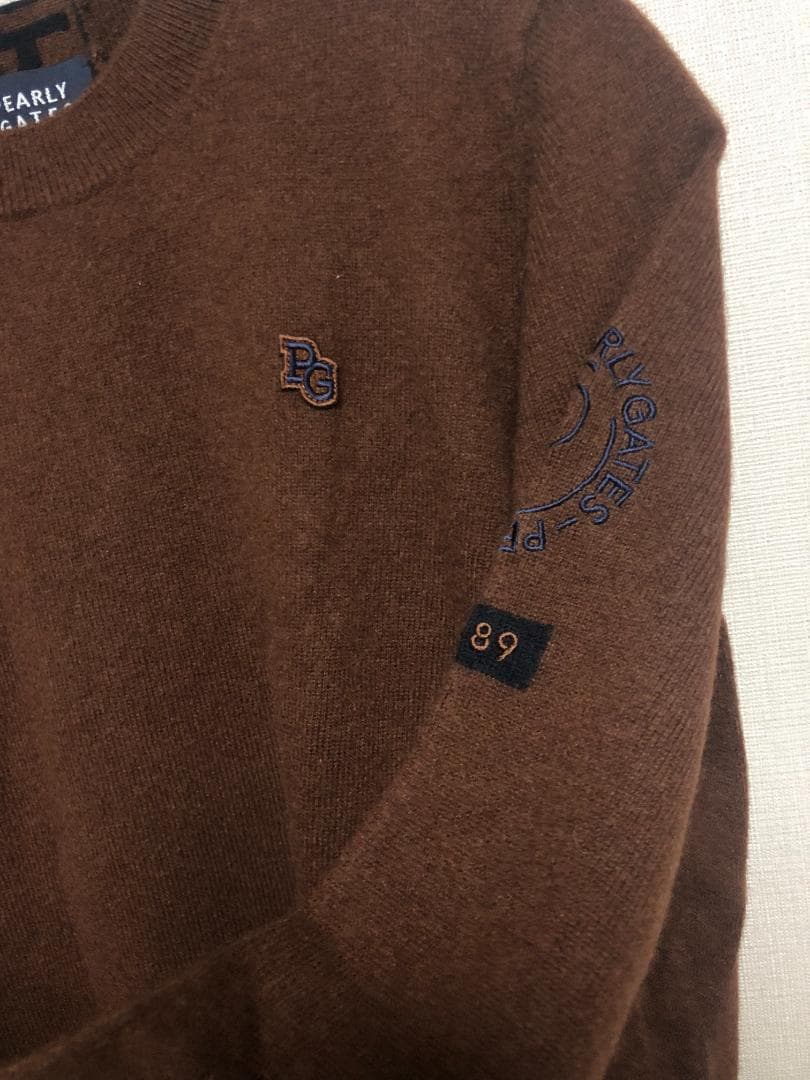 未使用 カシミヤ クルーネックニットセーター カシミヤ100% 4 M ブラウン