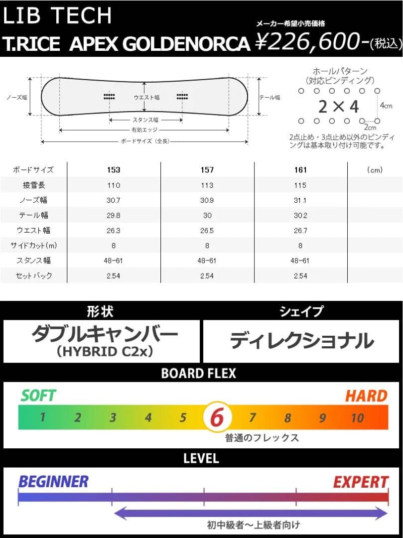 スノーボード LIBTECH T.RICE APEX Golden ORCA 23-24
