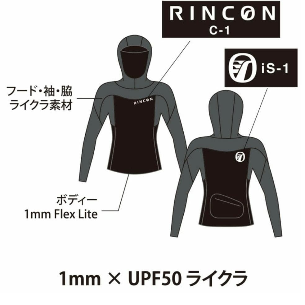 リンコン　フード付き長袖ラッシュガード　1ｍｍ