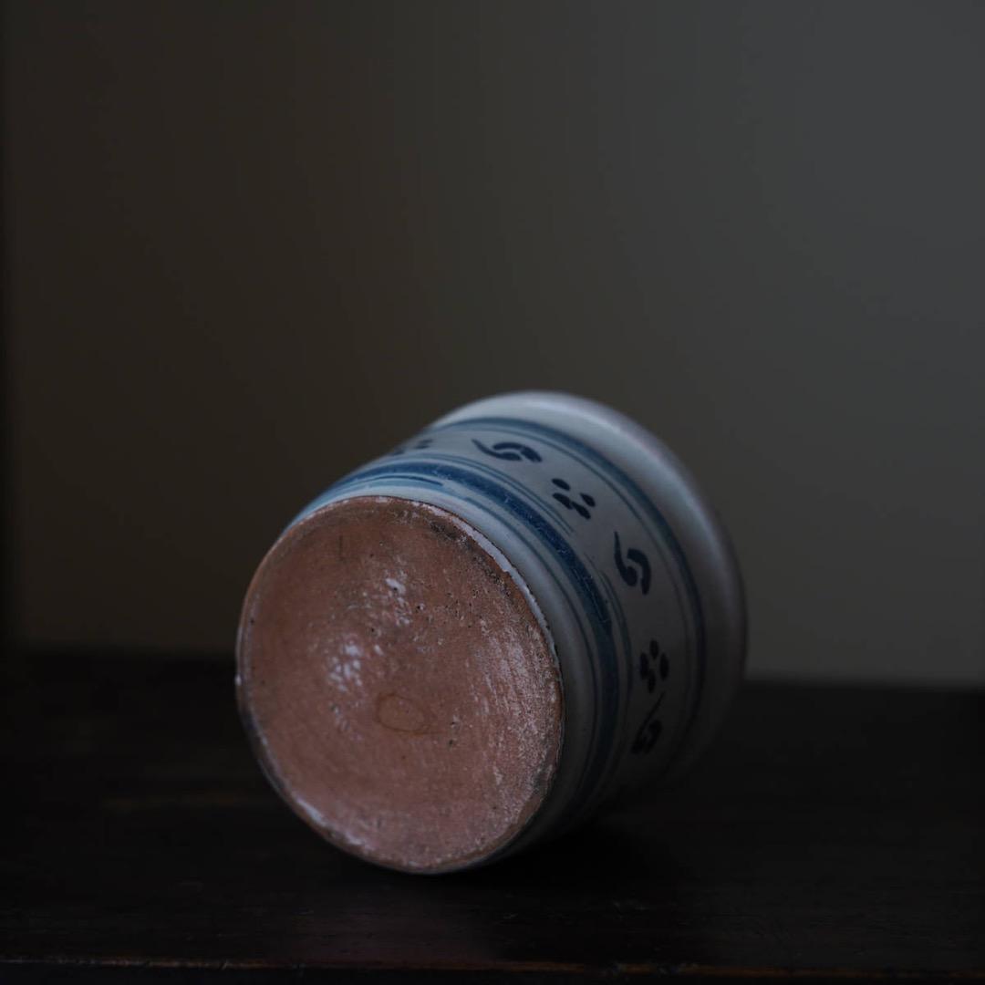 希少17世紀 オランダ デルフト 染付輪線巴文小壺