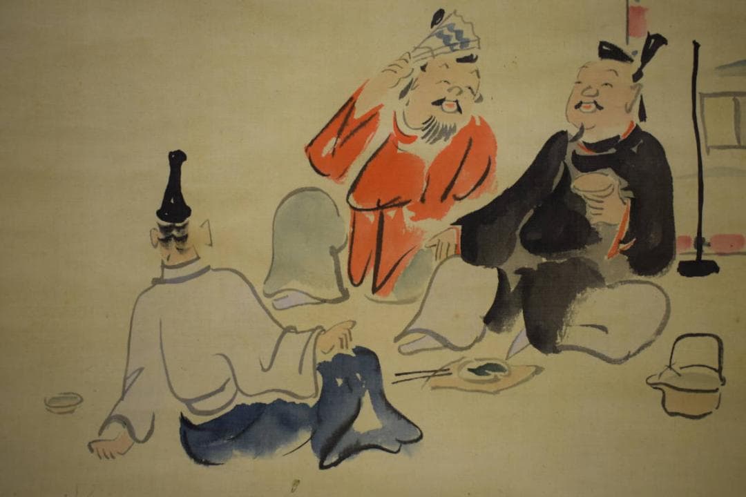 模写/菅楯彦/宴図/布袋屋掛軸HG-268