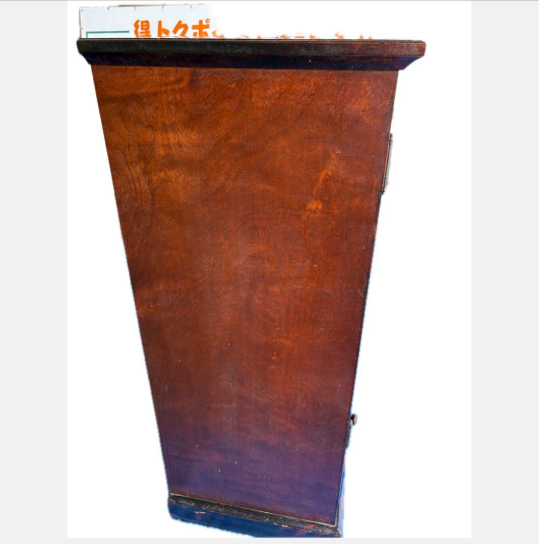 【木製ガラスキャビネット】レトロ収納棚／ガラス扉＆引き出し付き