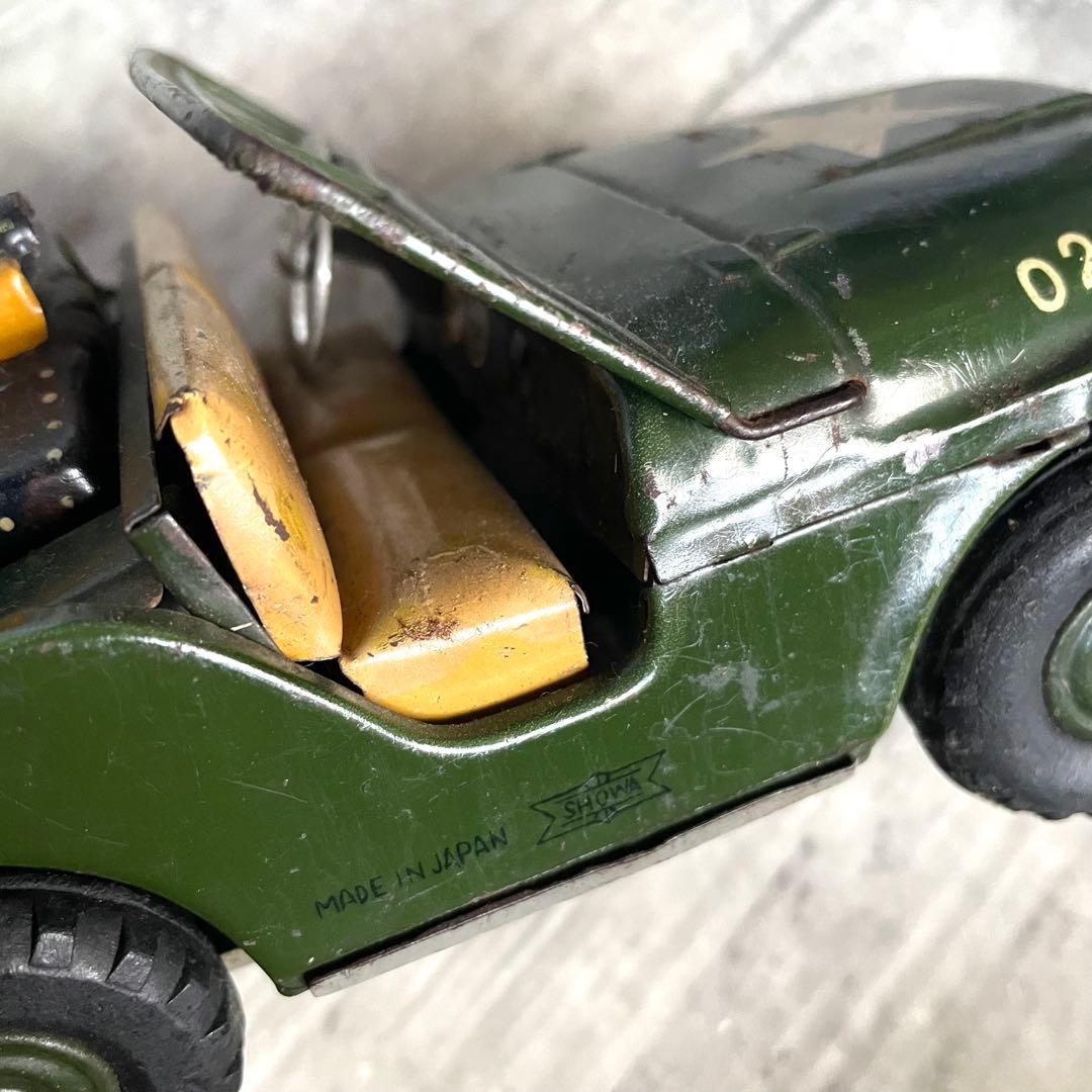 【SHOWA製】昭和レトロ ブリキ製 パトロールジープ 銃座変形 02051