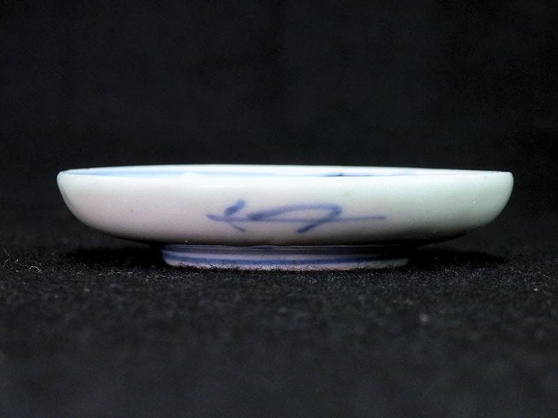 古伊万里　染付　平角繋ぎに五弁花の図　豆皿　A879AS-BWo